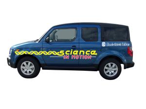 science in motion mobile truck honda element with logo and dna strand